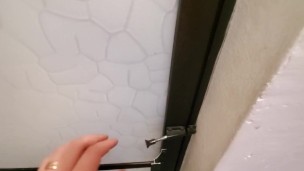 My pregnant ebony  latina  wife taking a shower and loves to be watched